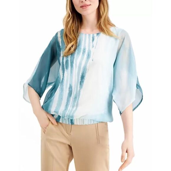 Alfani Petite Printed Wing-Sleeve Top Size PP - Picture 1 of 5